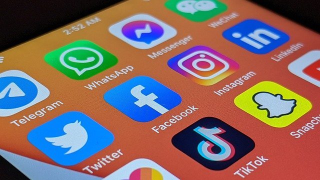 Social Icons on a phone display at a side angle